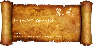 Mitró Arnold névjegykártya